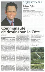 3 questions à Olivier Feller - Communauté de destins sur La Côte